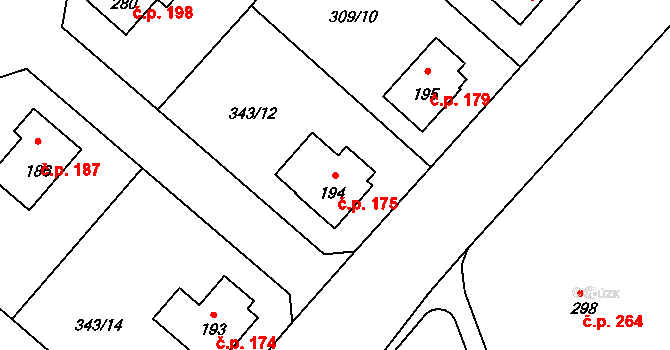 Přední Ptákovice 175, Strakonice na parcele st. 194 v KÚ Přední Ptákovice, Katastrální mapa