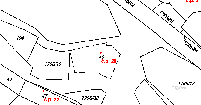 Kojetín 25, Radonice na parcele st. 46 v KÚ Kojetín u Radonic, Katastrální mapa