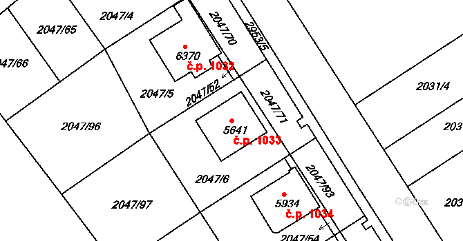 Chrudim II 1033, Chrudim na parcele st. 5641 v KÚ Chrudim, Katastrální mapa