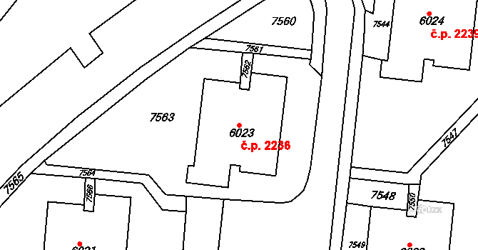 Líšeň 2236, Brno na parcele st. 6023 v KÚ Líšeň, Katastrální mapa