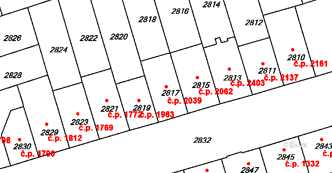 Královo Pole 2039, Brno na parcele st. 2817 v KÚ Královo Pole, Katastrální mapa