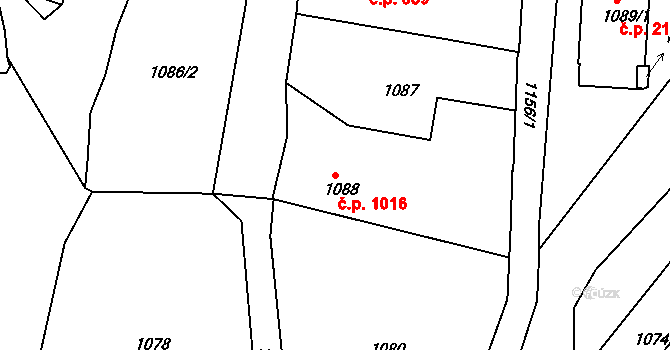Tábor 1016 na parcele st. 1088 v KÚ Tábor, Katastrální mapa