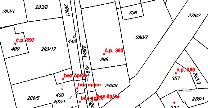 Černčice 393 na parcele st. 398 v KÚ Černčice u Loun, Katastrální mapa