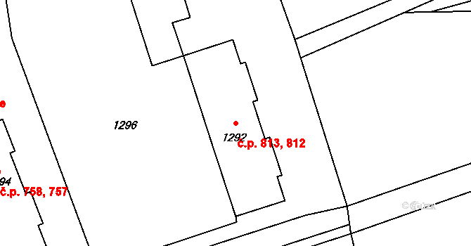 Jablunkov 812,813 na parcele st. 1292 v KÚ Jablunkov, Katastrální mapa
