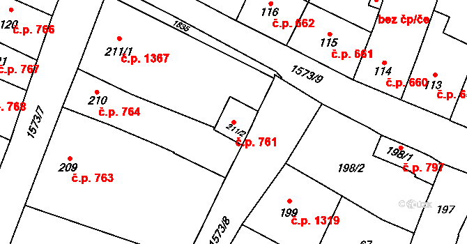 Litovel 761 na parcele st. 211/2 v KÚ Litovel, Katastrální mapa