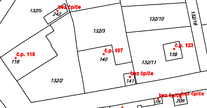 Krchleby 107, Staňkov na parcele st. 140 v KÚ Krchleby u Staňkova, Katastrální mapa