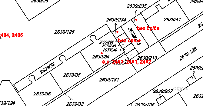 Žižkov 2461,2462,2463, Praha na parcele st. 2639/36 v KÚ Žižkov, Katastrální mapa