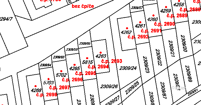 Dvůr Králové nad Labem 2693 na parcele st. 4263 v KÚ Dvůr Králové nad Labem, Katastrální mapa