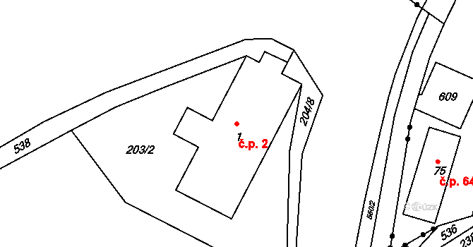 Dolní Albeřice 2, Horní Maršov na parcele st. 1 v KÚ Dolní Albeřice, Katastrální mapa