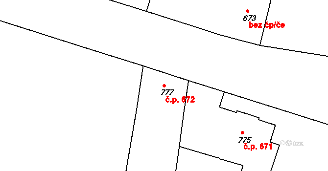 Česká Lípa 672 na parcele st. 777 v KÚ Česká Lípa, Katastrální mapa
