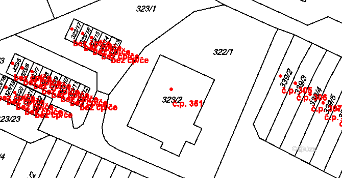 Liberec VIII-Dolní Hanychov 351, Liberec na parcele st. 323/2 v KÚ Dolní Hanychov, Katastrální mapa