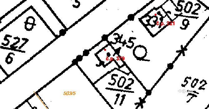 Žiželice 379 na parcele st. 345 v KÚ Žiželice nad Cidlinou, Katastrální mapa