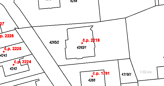Žďár nad Sázavou 7 2218, Žďár nad Sázavou na parcele st. 4265/1 v KÚ Město Žďár, Katastrální mapa
