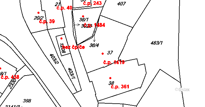 Ústí nad Orlicí 1419 na parcele st. 37 v KÚ Ústí nad Orlicí, Katastrální mapa