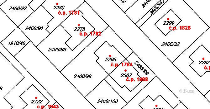 Tišnov 1784 na parcele st. 2295 v KÚ Tišnov, Katastrální mapa