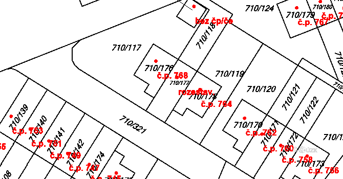 Poříčí 766, Boršov nad Vltavou na parcele st. 710/177 v KÚ Boršov nad Vltavou, Katastrální mapa