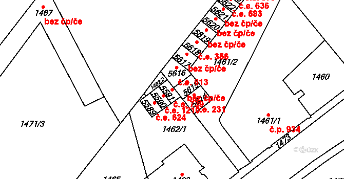 Chomutov 739 na parcele st. 5591 v KÚ Chomutov I, Katastrální mapa