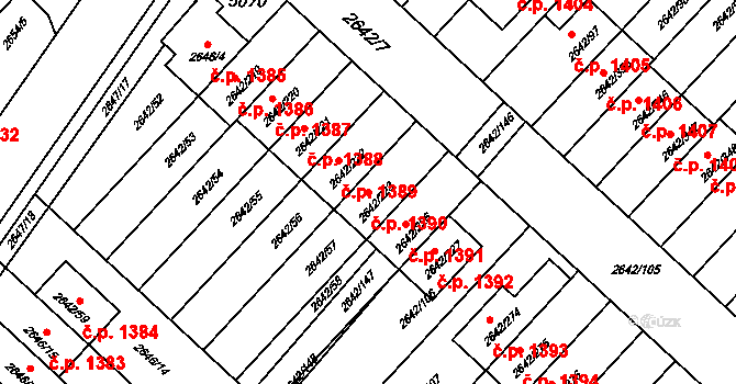 Kuřim 1390 na parcele st. 2642/223 v KÚ Kuřim, Katastrální mapa