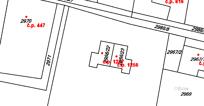 Dolní Lutyně 1257 na parcele st. 2956/22 v KÚ Dolní Lutyně, Katastrální mapa