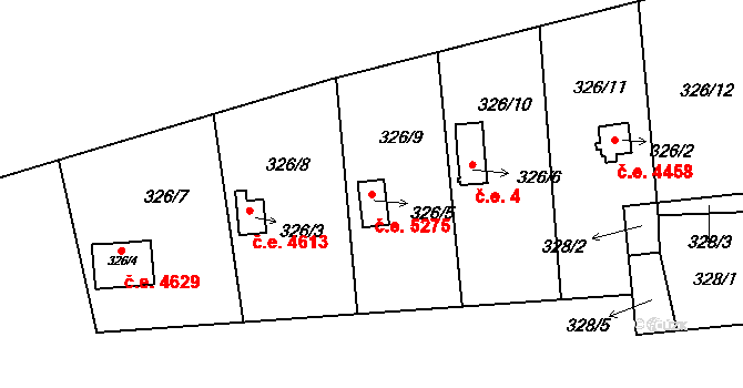 Helenín 5275, Jihlava na parcele st. 326/5 v KÚ Helenín, Katastrální mapa