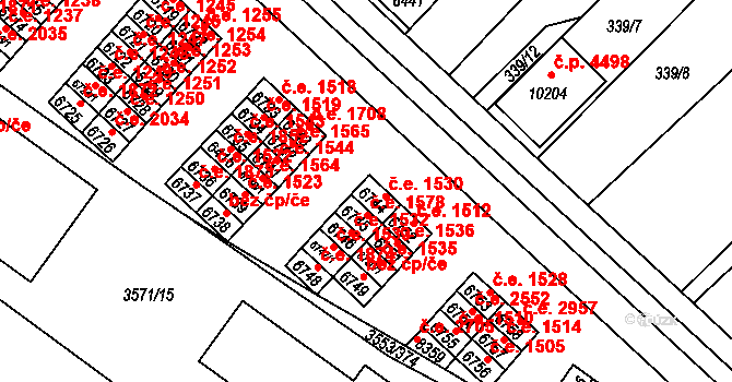 Hodonín 1530 na parcele st. 6744 v KÚ Hodonín, Katastrální mapa