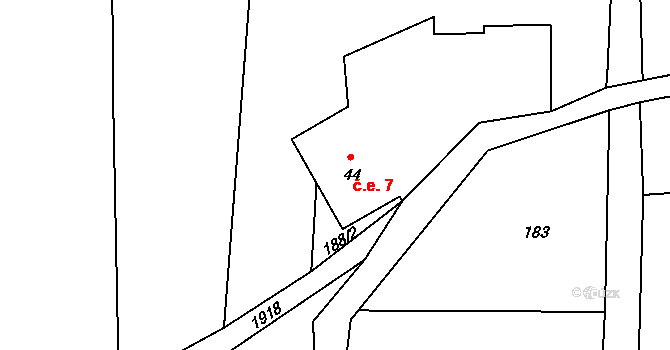 Andělka 7, Višňová na parcele st. 44 v KÚ Andělka, Katastrální mapa