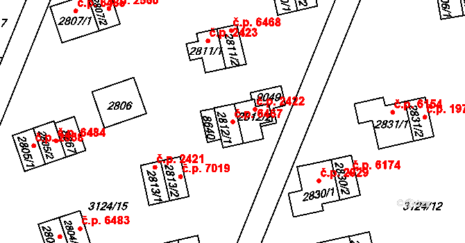 Zlín 6467 na parcele st. 2812/1 v KÚ Zlín, Katastrální mapa