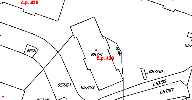 Pokratice 439, Litoměřice na parcele st. 657/9 v KÚ Pokratice, Katastrální mapa