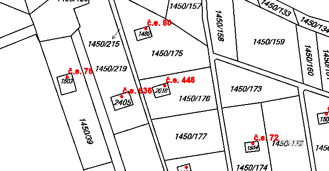 Malenovice 448, Zlín na parcele st. 2018 v KÚ Malenovice u Zlína, Katastrální mapa