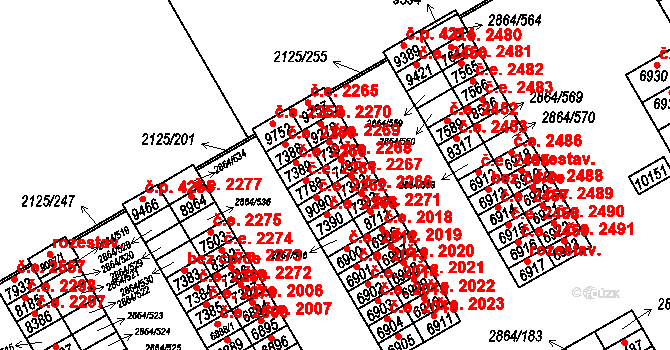 Hodonín 2268 na parcele st. 7491 v KÚ Hodonín, Katastrální mapa