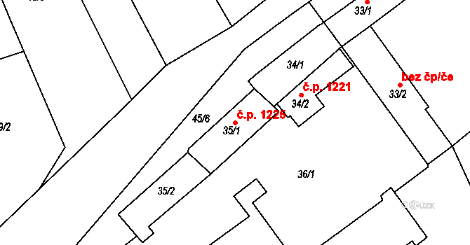 Domanínek 1225, Bystřice nad Pernštejnem na parcele st. 35/1 v KÚ Domanínek, Katastrální mapa