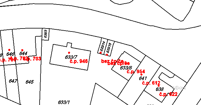 Praha 40399991 na parcele st. 633/14 v KÚ Košíře, Katastrální mapa