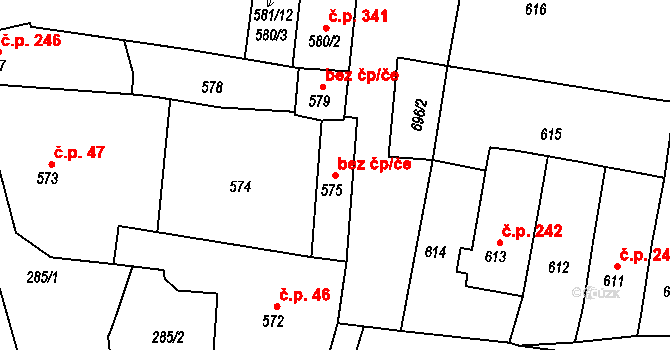 Majetín 40859991 na parcele st. 575 v KÚ Majetín, Katastrální mapa