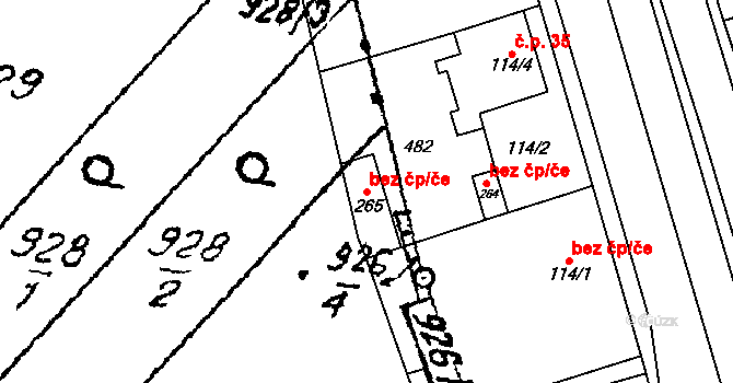 Znojmo 40961991 na parcele st. 265 v KÚ Mramotice, Katastrální mapa