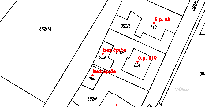 Kyškovice 42068991 na parcele st. 259 v KÚ Kyškovice, Katastrální mapa