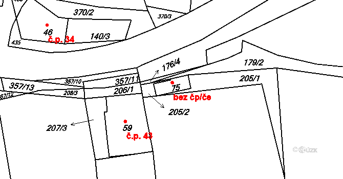 Bečov nad Teplou 42488991 na parcele st. 75 v KÚ Vodná u Bečova nad Teplou, Katastrální mapa