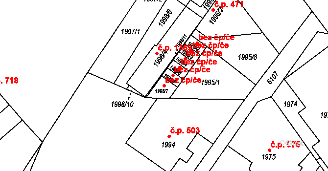 Liberec 43391991 na parcele st. 1995/7 v KÚ Liberec, Katastrální mapa