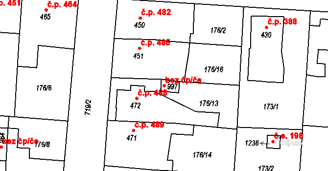 Slatiňany 43738991 na parcele st. 997 v KÚ Slatiňany, Katastrální mapa