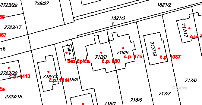 Kylešovice 860, Opava na parcele st. 718/8 v KÚ Kylešovice, Katastrální mapa