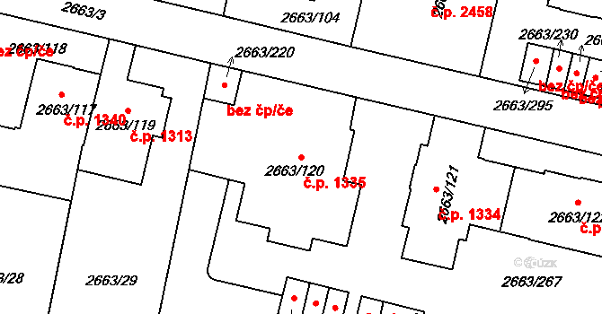 Předměstí 1335, Opava na parcele st. 2663/120 v KÚ Opava-Předměstí, Katastrální mapa