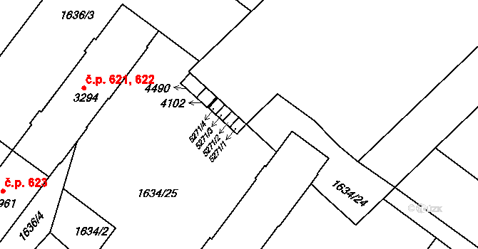 Kolín 46070991 na parcele st. 5271/1 v KÚ Kolín, Katastrální mapa