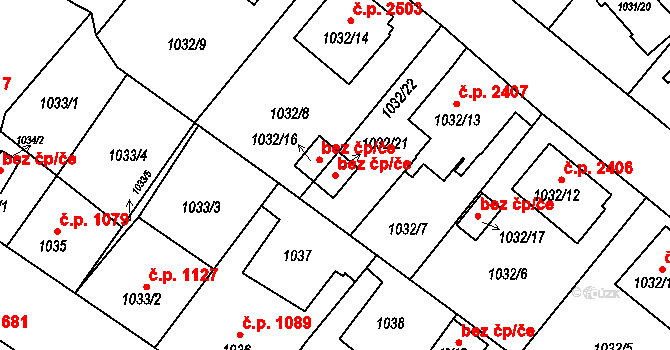 Opava 46278991 na parcele st. 1032/21 v KÚ Opava-Předměstí, Katastrální mapa