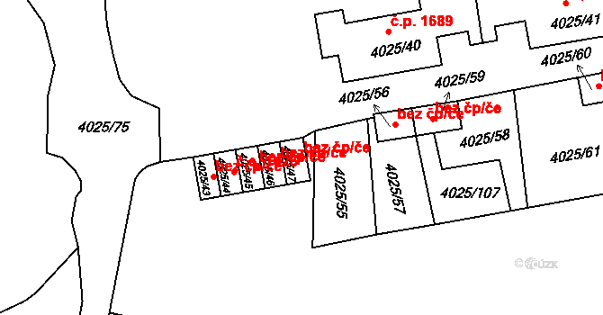Předměstí 1429, Litoměřice na parcele st. 4025/47 v KÚ Litoměřice, Katastrální mapa