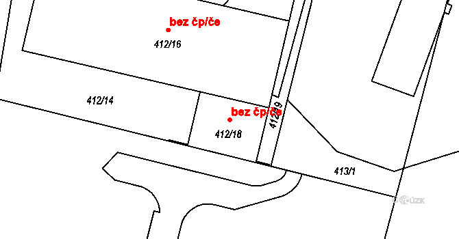 Planá 49666991 na parcele st. 412/18 v KÚ Planá u Českých Budějovic, Katastrální mapa