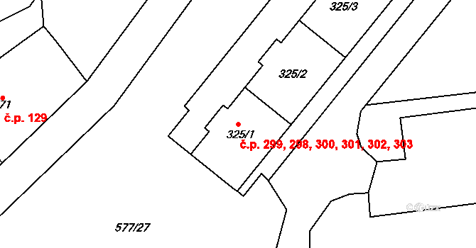 Janov 298,299,300,301,302,, Litvínov na parcele st. 325/3 v KÚ Janov u Litvínova, Katastrální mapa