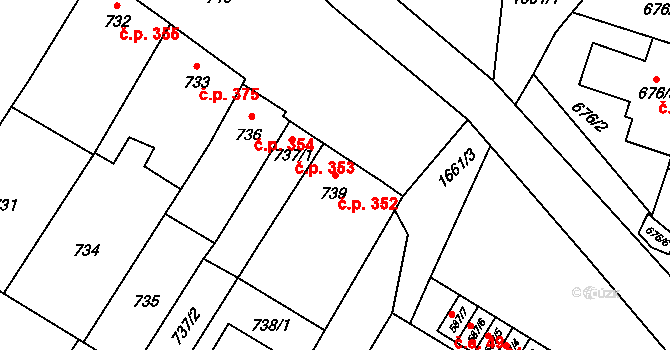 Drnovice 352 na parcele st. 739 v KÚ Drnovice u Vyškova, Katastrální mapa