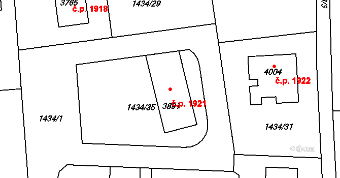 Slaný 1921 na parcele st. 3891 v KÚ Slaný, Katastrální mapa