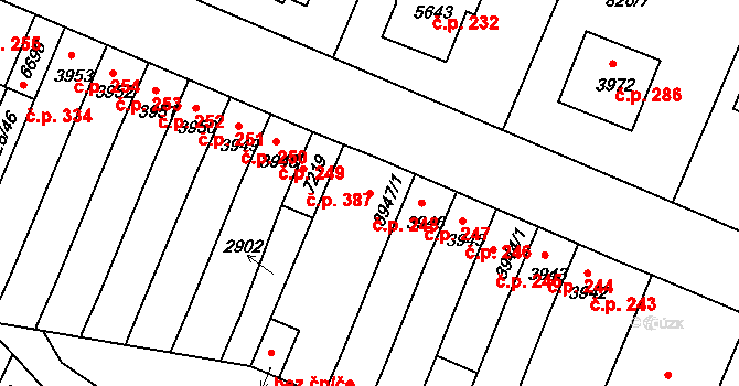 Václavské Předměstí 248, Písek na parcele st. 3947/1 v KÚ Písek, Katastrální mapa