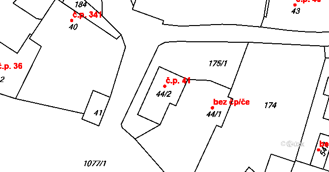 Čimelice 41 na parcele st. 44/2 v KÚ Čimelice, Katastrální mapa