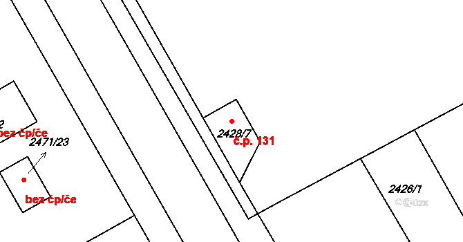 Pražské Předměstí 131, Vysoké Mýto na parcele st. 2428/7 v KÚ Vysoké Mýto, Katastrální mapa